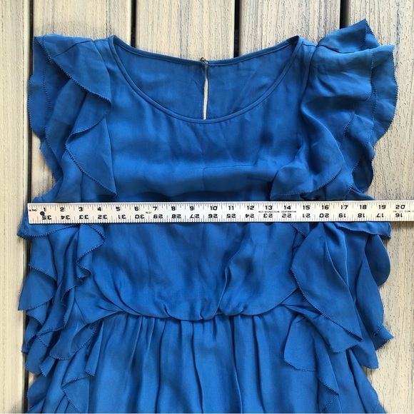 NWT Tibi Silk Royal Blue Ruffle Blouson Sleeveless Mini Formal Dress Size 8 - Picture 7 of 11